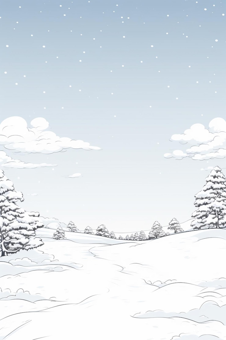 Foto snowy landscape with trees and snow flakes on a clear day generative ai