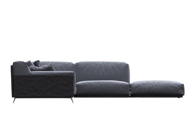 sofa isolert på hvit bakgrunn, interiørmøbler, 3D-illustrasjon, cg-gjengivelse