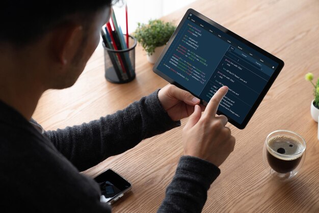 software development programming on computer screen for modish application
