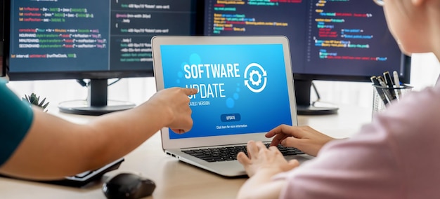Software update on computer for brisk version of device software