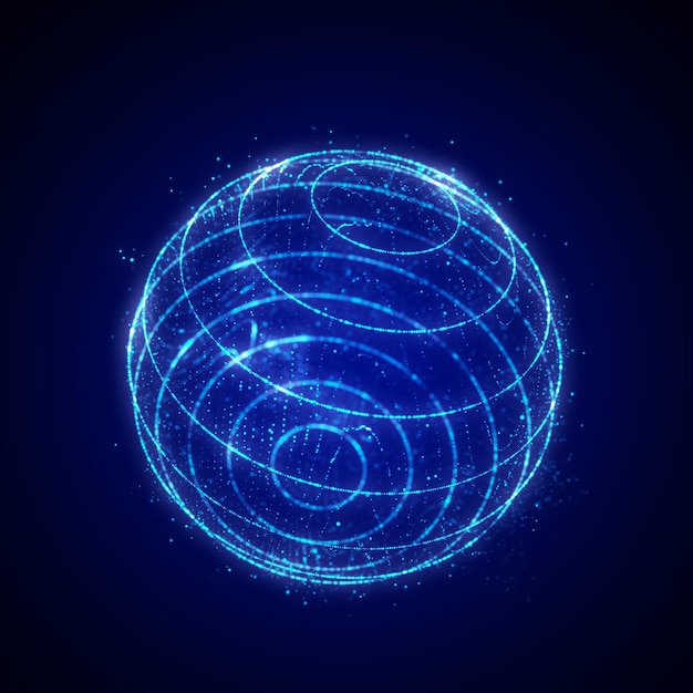 Sphere of particles in cyberspace Impulse dynamic flow of global energy energy Futuristic technology style 3D rendering