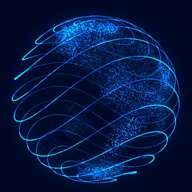 Sphere with twist lines Background for business event Wireframe technology blue sphere 3d rendering