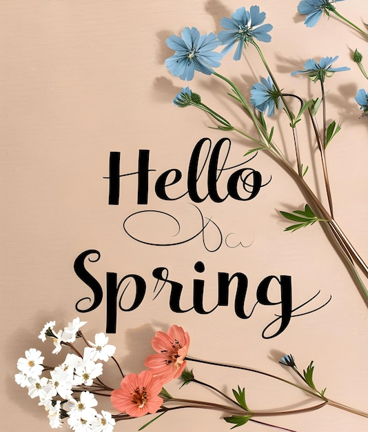 Spring floral background with beautiful flower and text