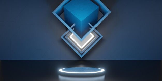 Square product display stand stage and studio Premium level for rendering 3D illustrations