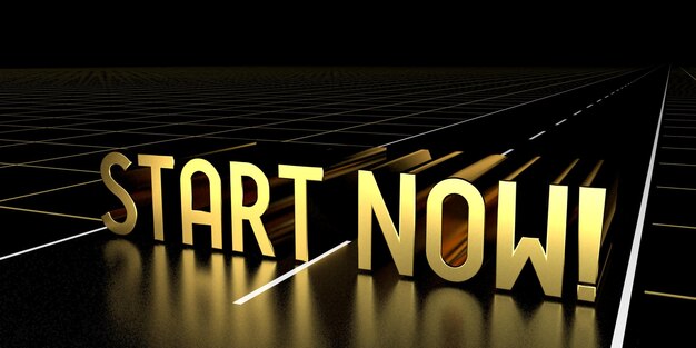 Start now concept road 3D rendering