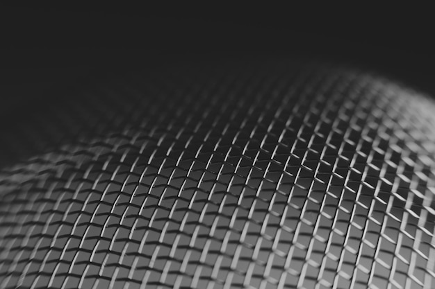 Steel grate of microphone isolated on black backgroound