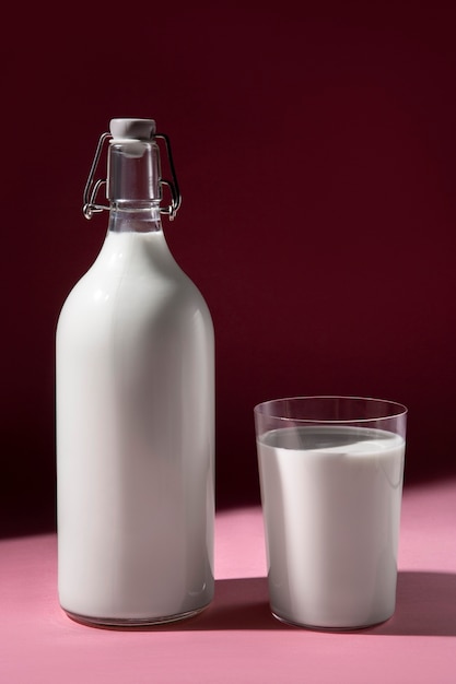Still life of classic bottle of milk
