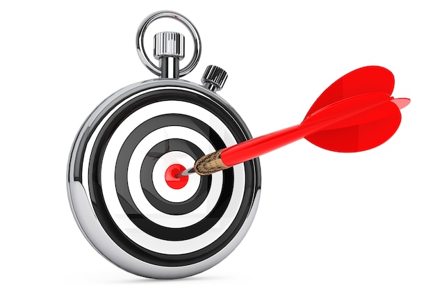 stopwatch with target and dart arrow on a white background