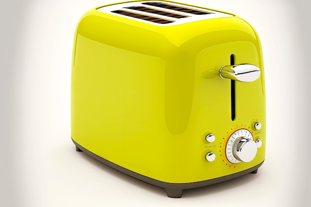 Strong toaster in bright yellow green colors isolated on white background