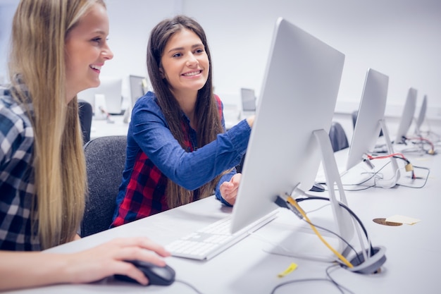 Students working on computer at university 