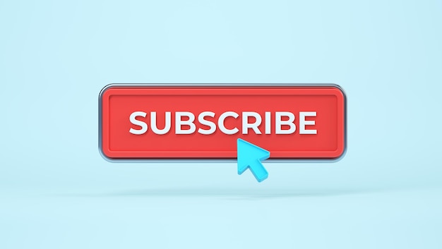 Subscribe Button and Cursor Isolated on Soft Blue Background Subscribe to Channel or Blog Minimal