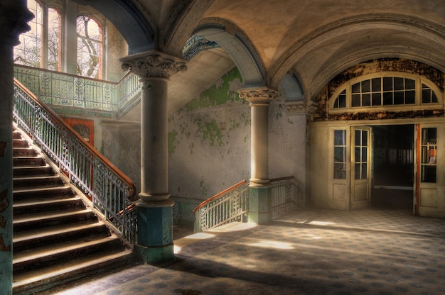 sunlight falling in building on sunny day