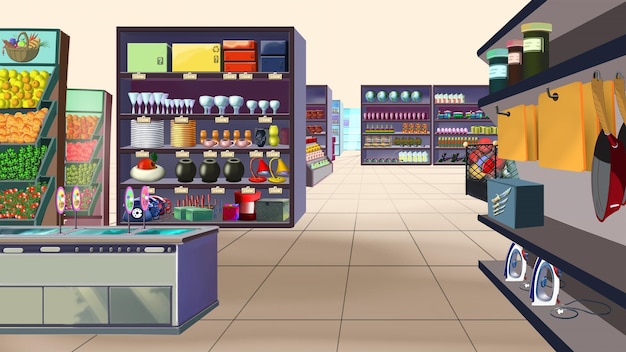Supermarket interior illustration