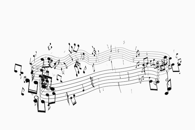 Svarte musikknoter med hvit bakgrunn 3D-rendering