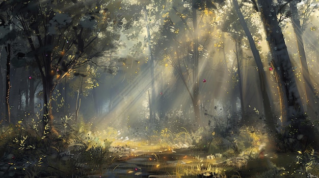 tall tress in a forest with sunlight shining through the trees