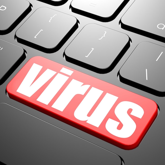 Tastatur med virus tekst