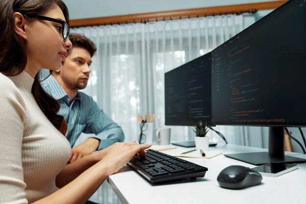 Team developers program thinking newest coding creative website postulate
