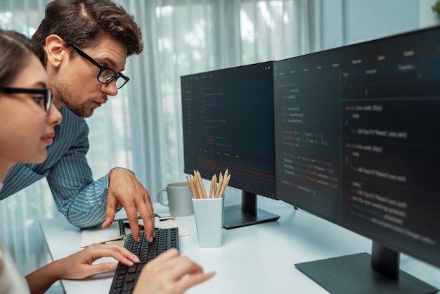 Team developers program thinking newest coding creative website postulate