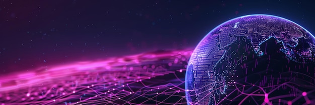 tech innovation sphere dark tech atmosphere data flux encasing purple hues