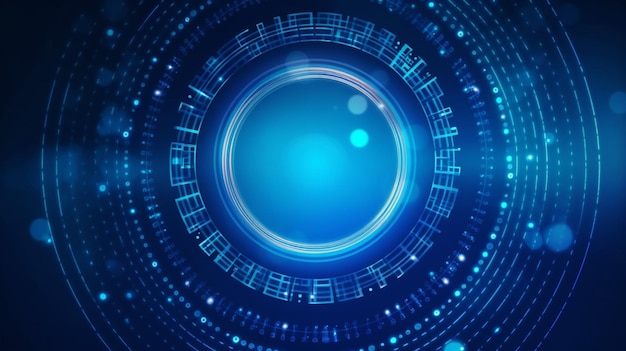 Technology circle blue background in digital transformation concept