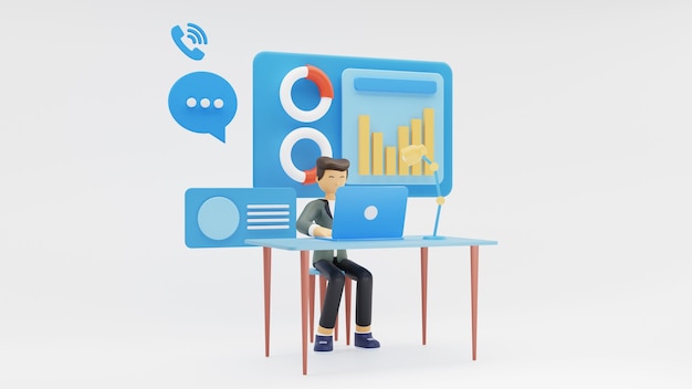 Telecommuting concept 3d rendering