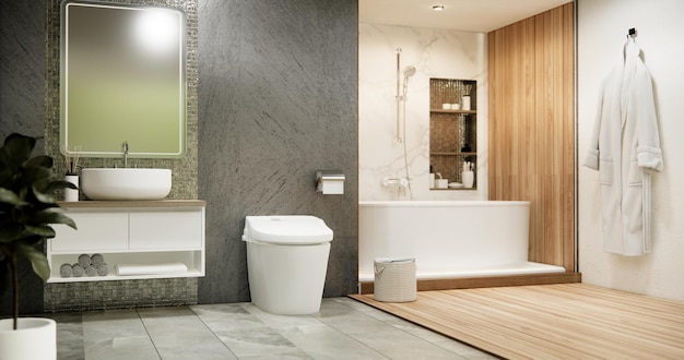 The Bath and toilet on bathroom japanese style
