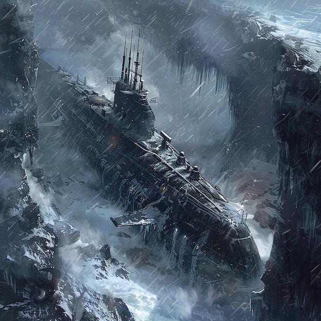 The best frostpunk art a submarine frozen in the ice