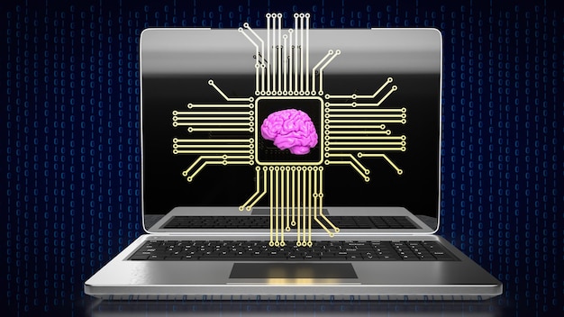 The Brain and it gadget for Ai or machine learning concept 3d rendering