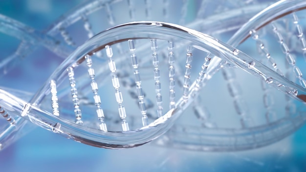 The Crystal DNA for sci or technology concept 3d Rendering