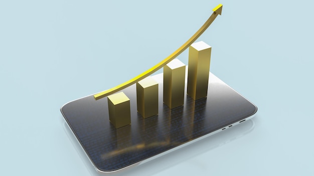 The gold chart on tablet for business concept 3d rendering