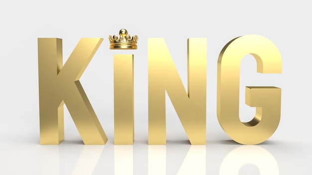 The gold king word on white background for business concept 3d rendering