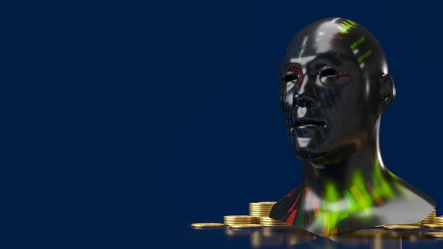 the head business texture and gold coins for business concept 3d rendering