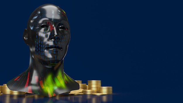 the head business texture and gold coins for business concept 3d rendering