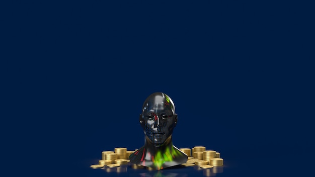 the head business texture and gold coins for business concept 3d rendering