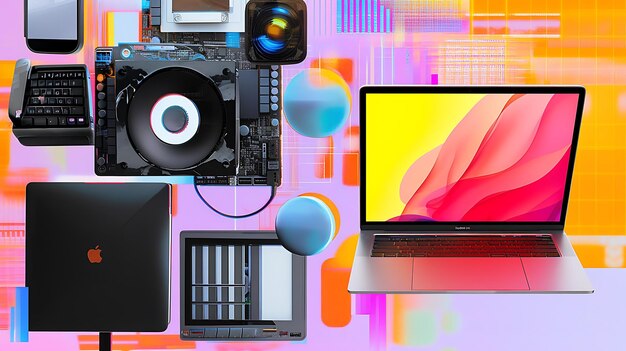 there are many different types of electronics and gadgets on this table