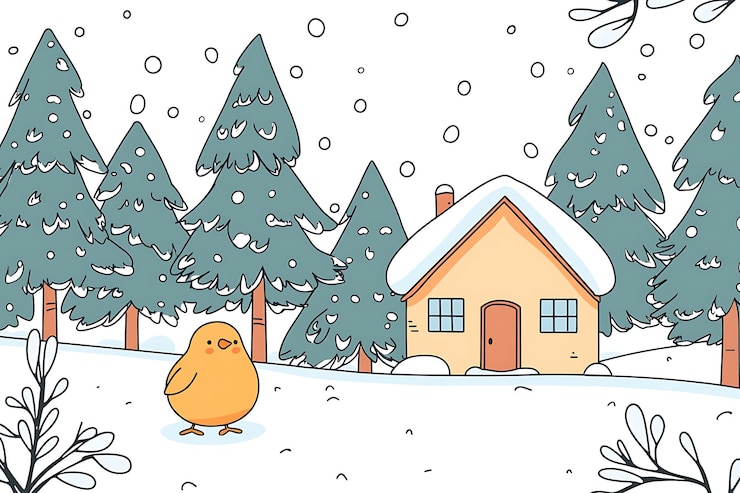 Foto there is a small house in the snow with a bird on it