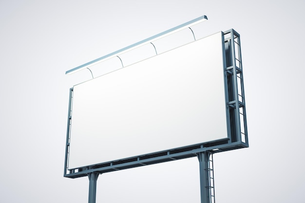 Tom hvit reklametavle isolert på lys bakgrunn perspektivvisning Mockup 3D-gjengivelse