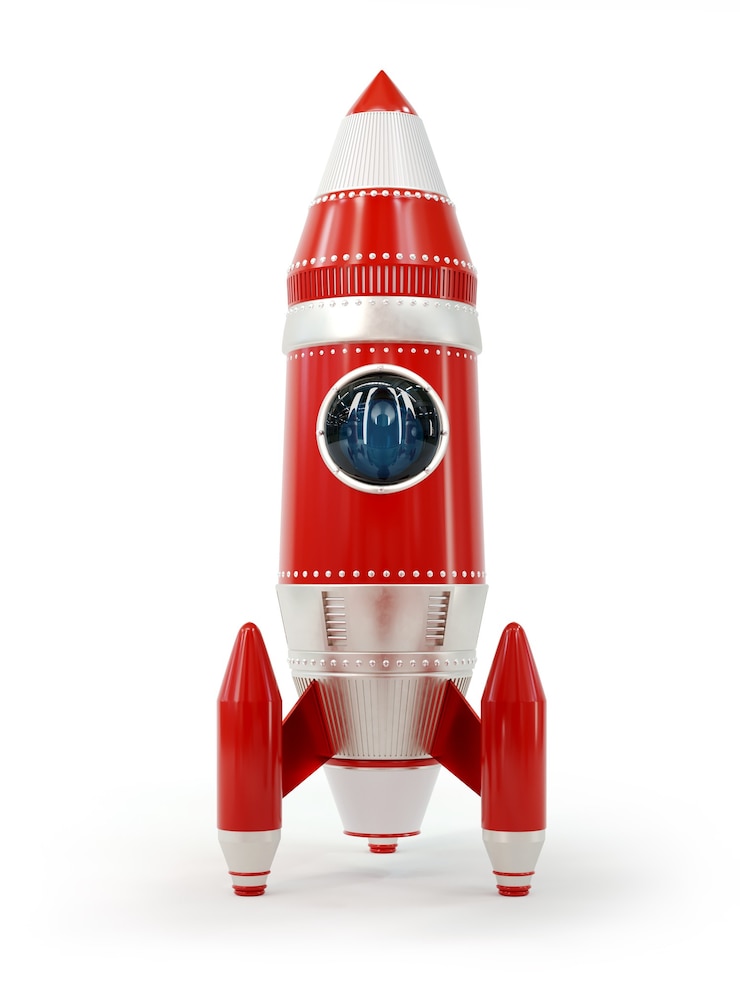 Foto toy rocket isolated on whte background 3d rendering