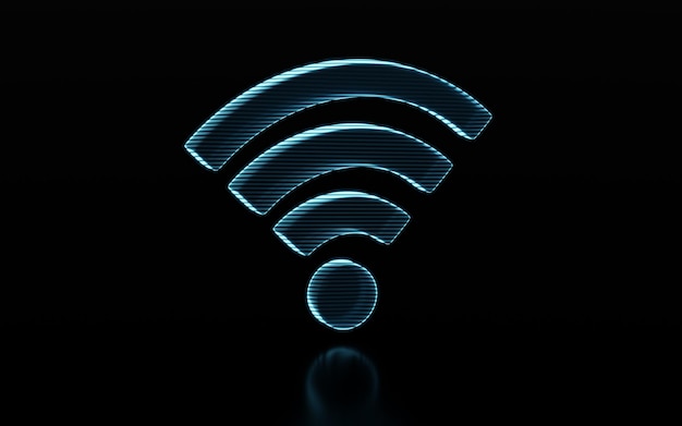 Trådløs nettverksteknologi med wifi-skilt 3D-rendering