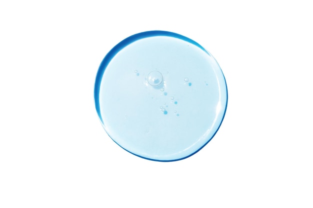 Transparent gel of blue color on a white background isolated