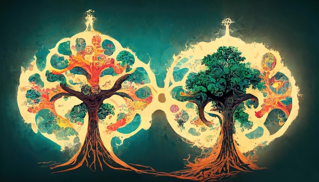 tree of life sacred symbol individuality prosperity and growth concept 3d illustration
