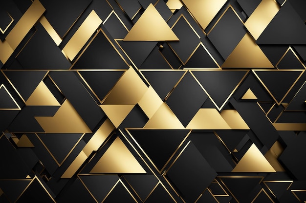 Trending Abstract template background with gold and black triangle shapes