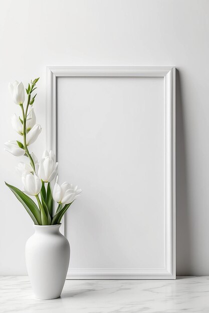 Tulip Twist blank Frame Mockup with white empty space for placing your design
