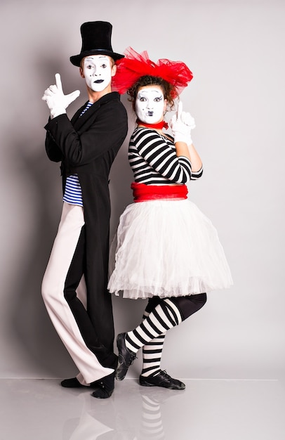 two mimes man and woman in april fools day
