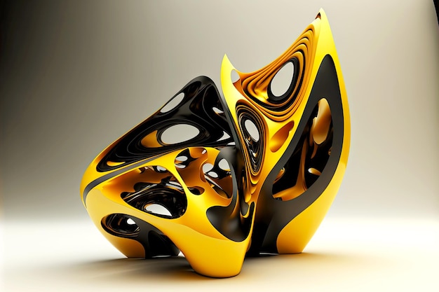 Unusual shape of object in yellow and black color d abstract