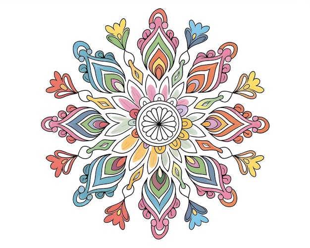 Vakker mandala-design fargerik kunst hvit bakgrunn