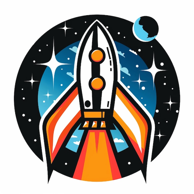 vector icon of a rocket launching into space