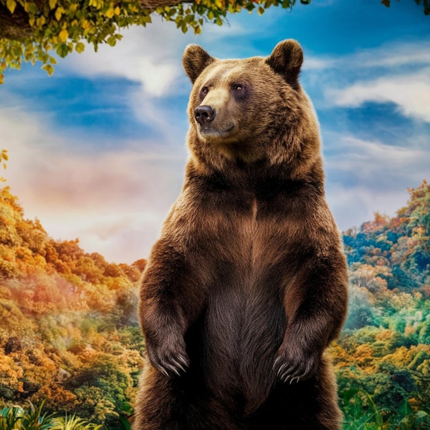 Vibrant bear photo illusion generated by AI