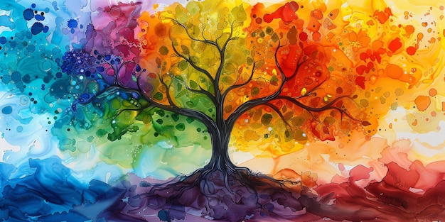 Vibrant Tree of Life A Beautiful and Colorful Watercolor Artwork to Inspire You