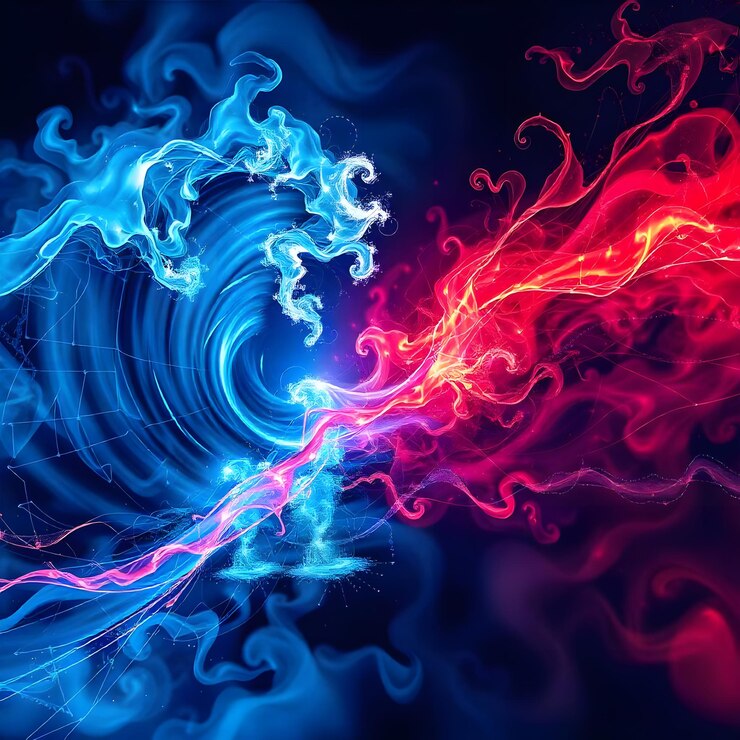 Vibrant wavy blend of dynamic blue and pink lines for a stunning digital background and walpaperGenerative AI